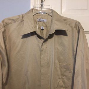 IZOD MEN'S DRESS SHIRT 16 1/2 LONG SLEEVES BUTTONS UP EASY CARE COTTON TWILL